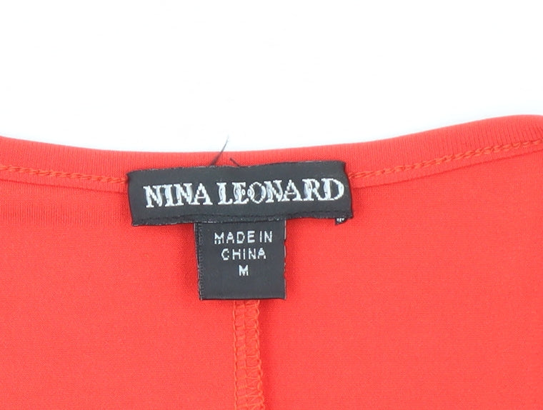 Nina Leonard Women's Red Tunic Blouse M