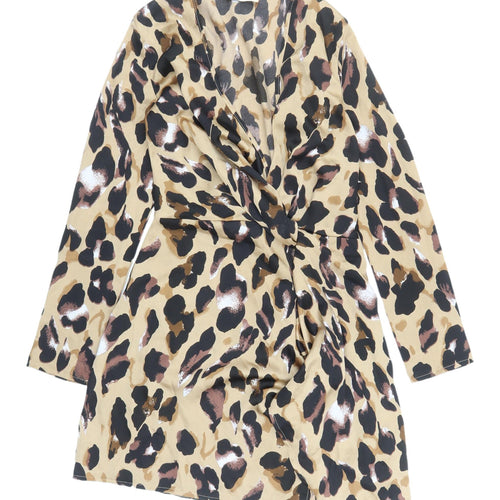 Club L London Women's Beige Animal Print Bodycon Dress