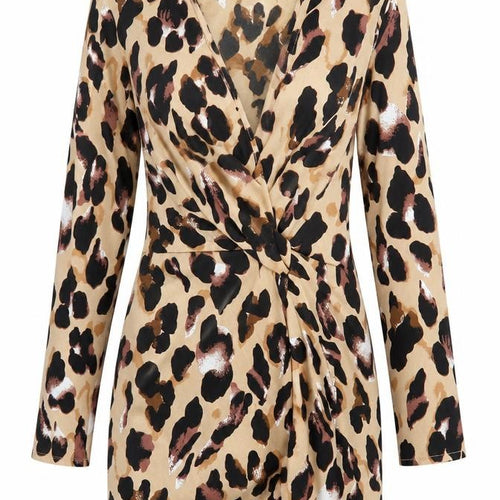 Club L London Women's Beige Animal Print Bodycon Dress