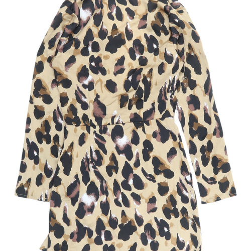 Club L London Women's Beige Animal Print Bodycon Dress