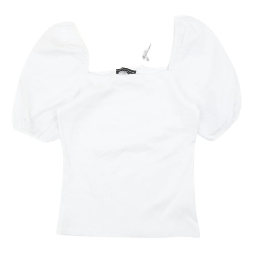 Dorothy Perkins Women’s White Cotton Blouse, Size 14, Puff Sleeve