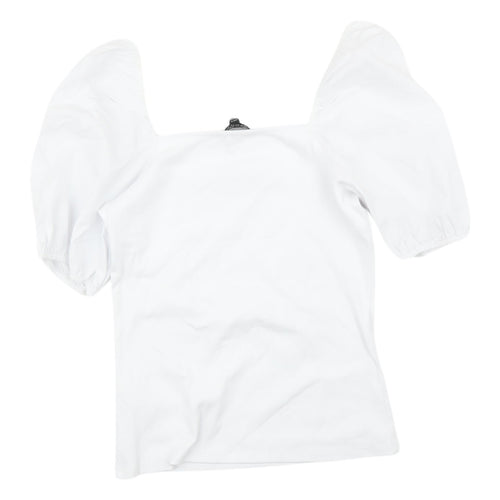Dorothy Perkins Women’s White Cotton Blouse, Size 14, Puff Sleeve