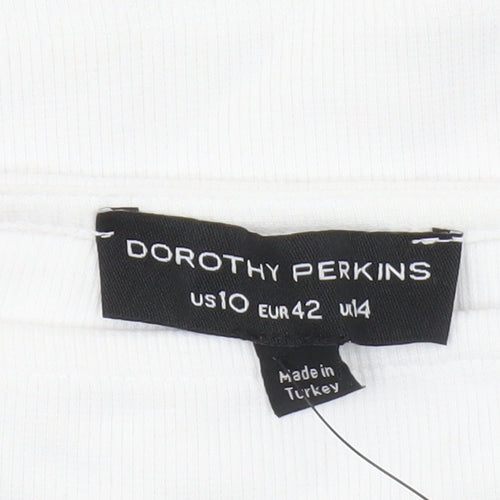 Dorothy Perkins Women’s White Cotton Blouse, Size 14, Puff Sleeve