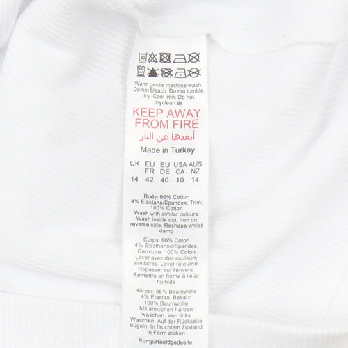 Dorothy Perkins Women’s White Cotton Blouse, Size 14, Puff Sleeve