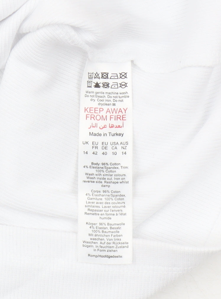 Dorothy Perkins Women’s White Cotton Blouse, Size 14, Puff Sleeve