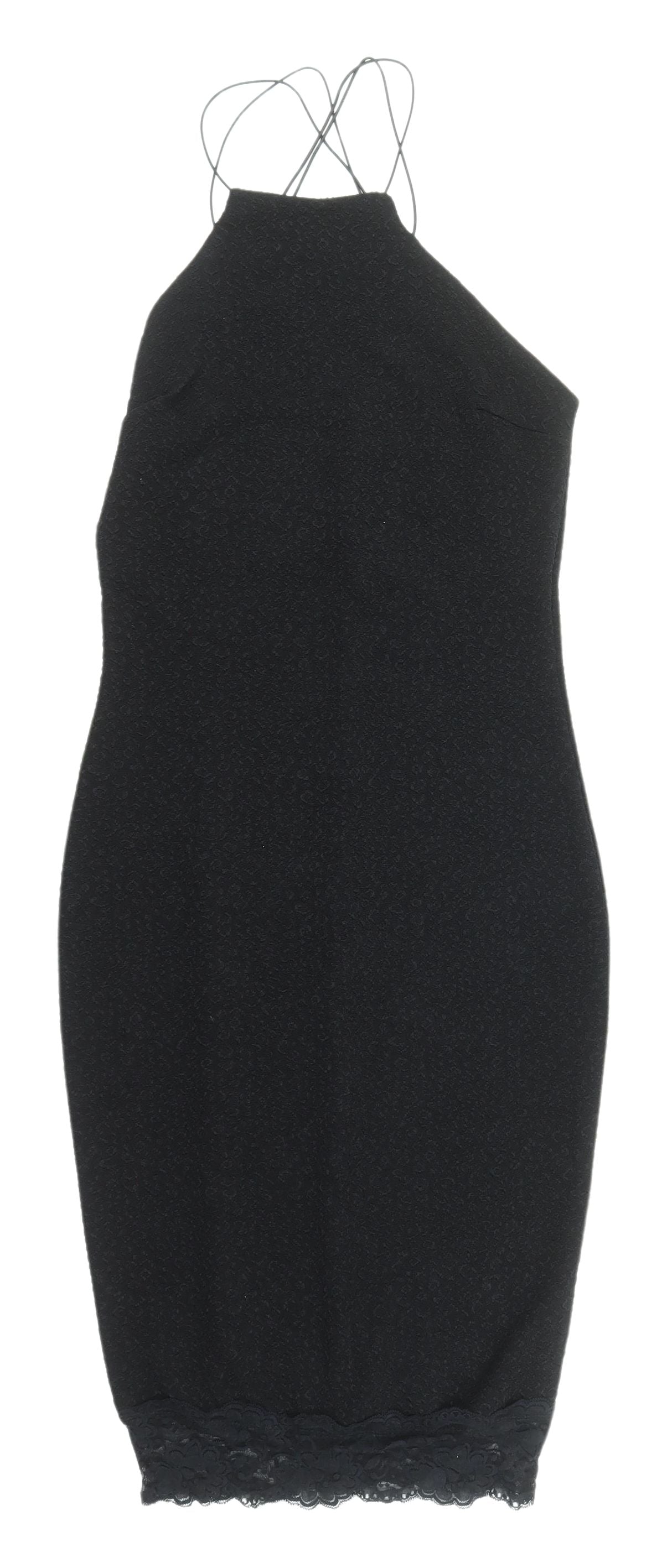 River Island Black Sleeveless Halter Dress Size 8