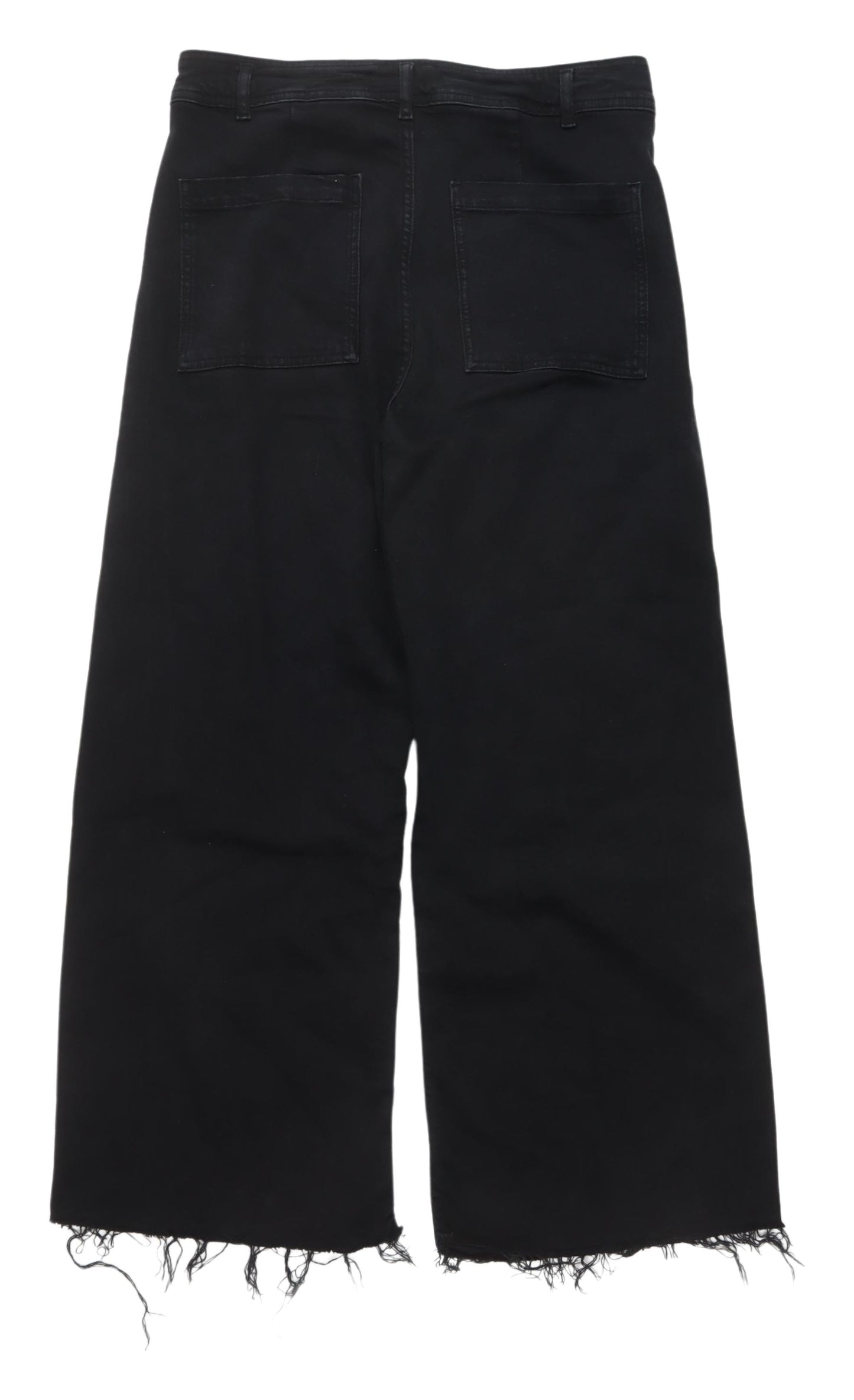 Zara Women's Black Wide-Leg Jeans Size 14