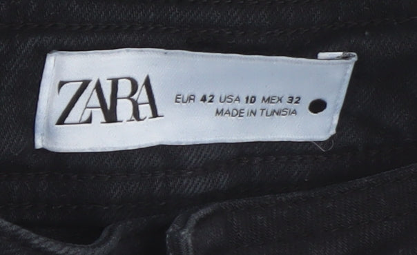Zara Women's Black Wide-Leg Jeans Size 14