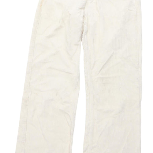 Topshop Women's Ivory Cropped Corduroy Trousers Size 6