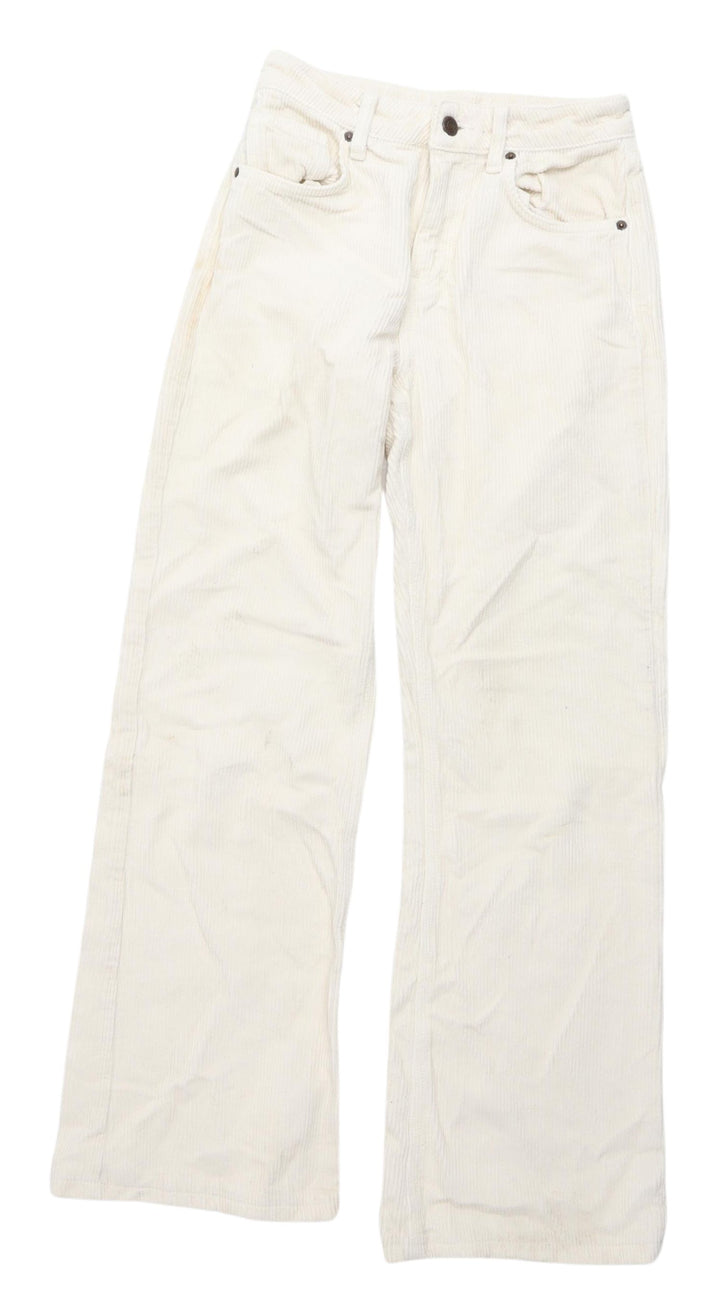 Topshop Women's Ivory Cropped Corduroy Trousers Size 6