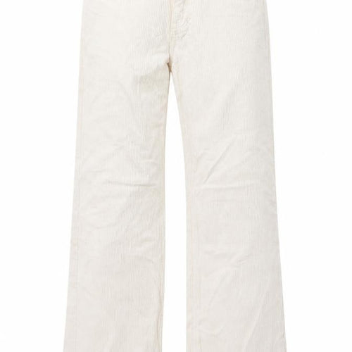 Topshop Women's Ivory Cropped Corduroy Trousers Size 6