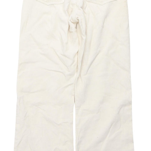 Topshop Women's Ivory Cropped Corduroy Trousers Size 6