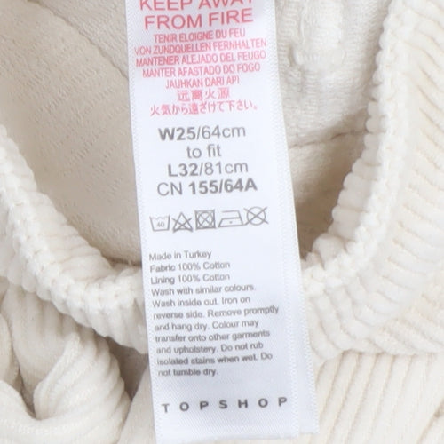 Topshop Women's Ivory Cropped Corduroy Trousers Size 6