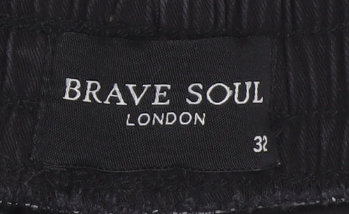 Brave Soul Men's Black Cargo Trousers - Size 32, Cotton, Casual