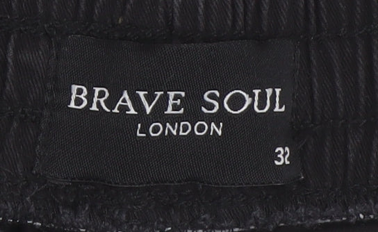 Brave Soul Men's Black Cargo Trousers - Size 32, Cotton, Casual