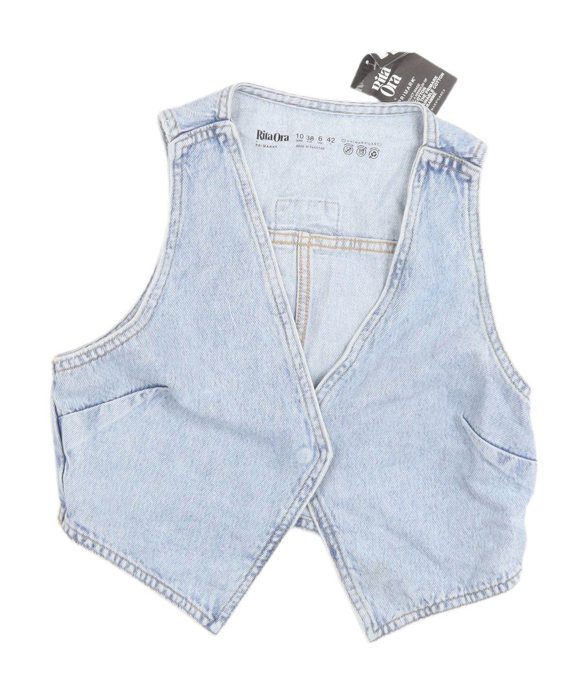 Primark Women's Light Blue Denim Waistcoat Size 10