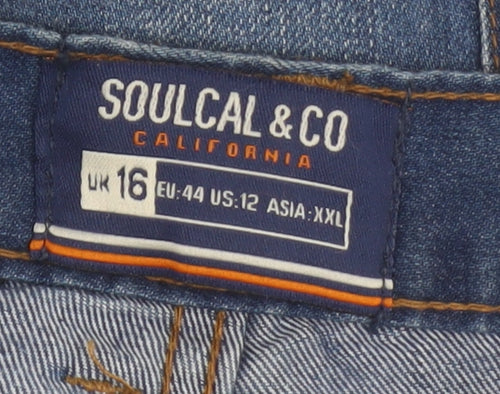 Soulcal & Co Women's Blue Bermuda Denim Shorts Size 16