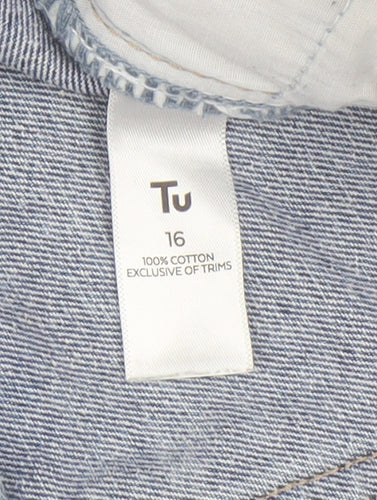 Tu Women's Blue Denim Embroidered Cut-Off Shorts, Size 16