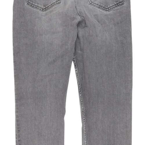 River Island Women's Grey Distressed Straight Jeans Size 10