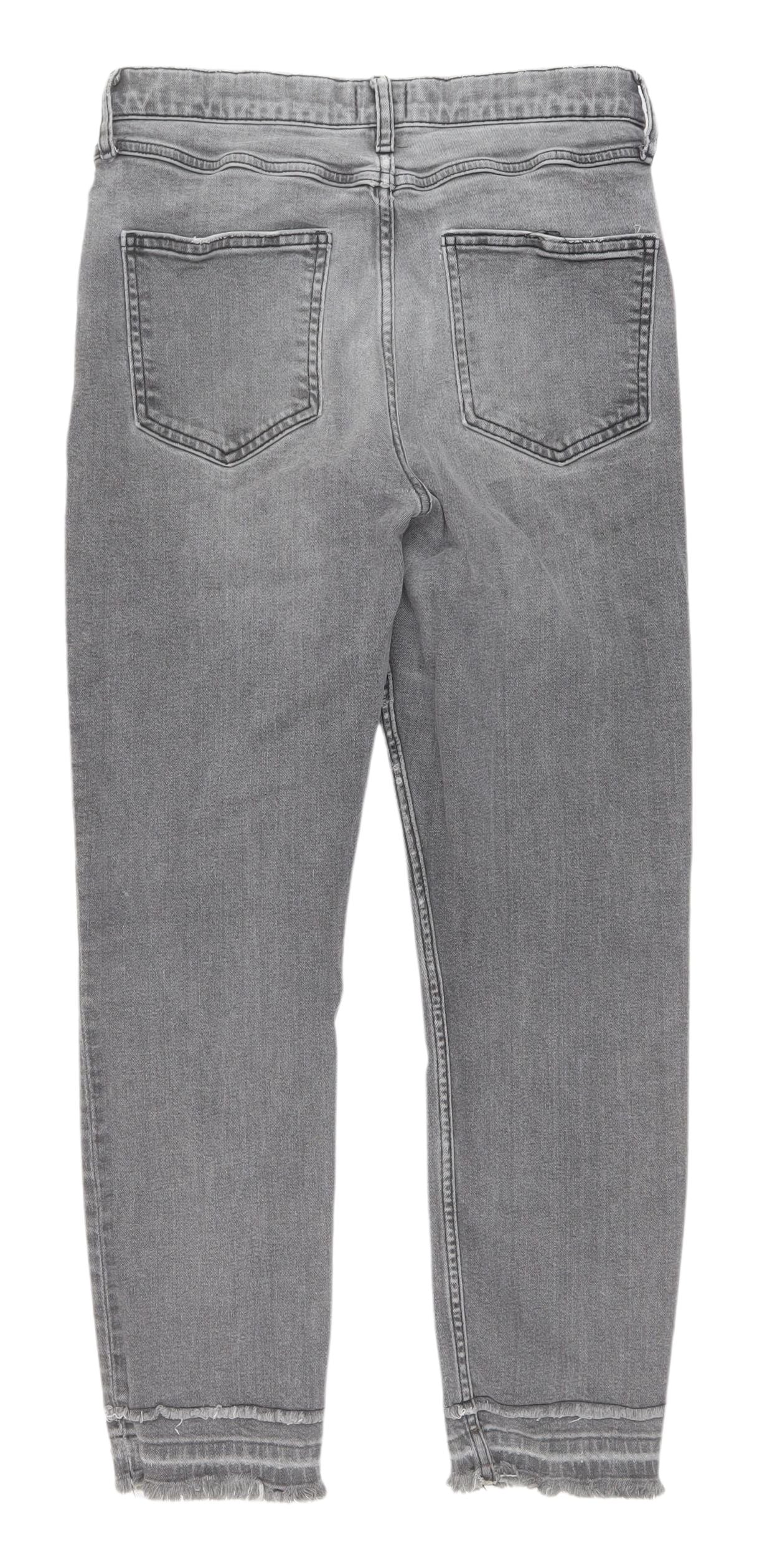 River Island Women's Grey Distressed Straight Jeans Size 10