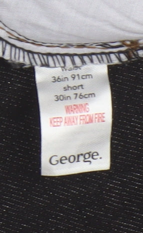 George Men's Black Straight Jeans, Size 36 Waist