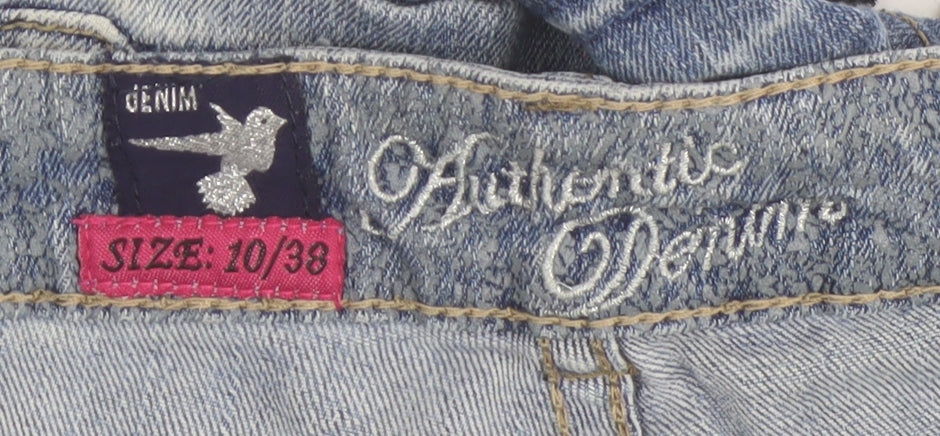 Authentic Denim Women's Blue Cut-Off Denim Shorts with Lace Trim