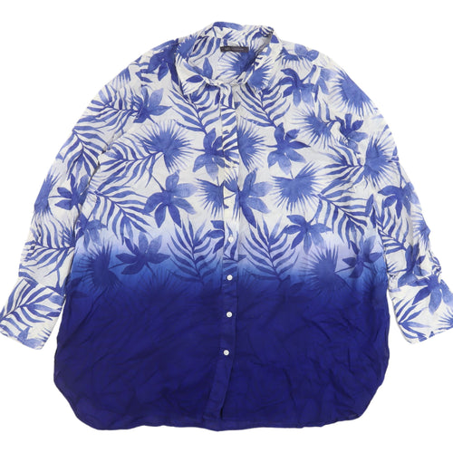 Marks & Spencer Blue Floral Button-Up Shirt, UK 14
