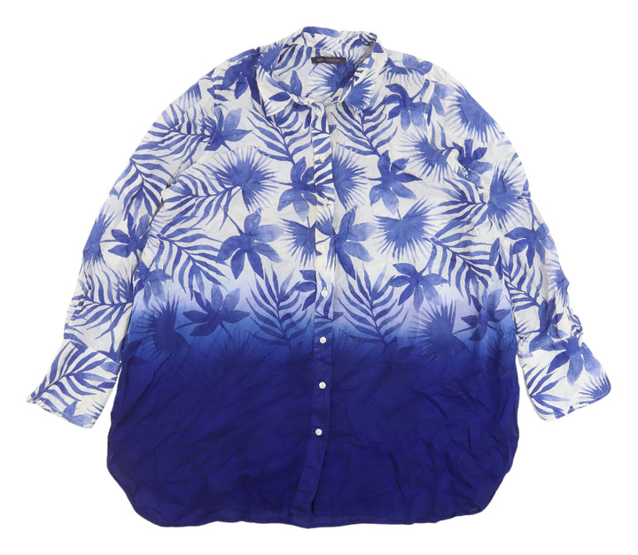 Marks & Spencer Blue Floral Button-Up Shirt, UK 14