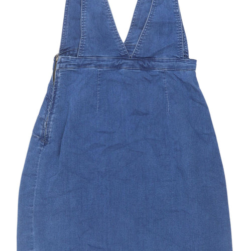 Mama Licious Women's Blue Denim Pinafore Dress M