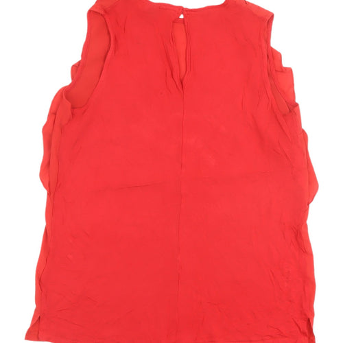 Warehouse Red Sleeveless Blouse - Women's Size 12, Ruffled Style