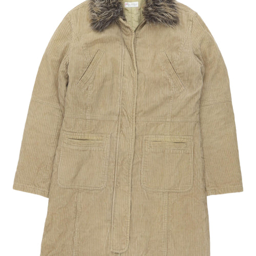 Miss Selfridge Beige Fur Trim Coat, Women's Size 10