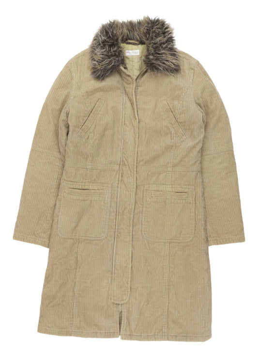 Miss Selfridge Beige Fur Trim Coat, Women's Size 10