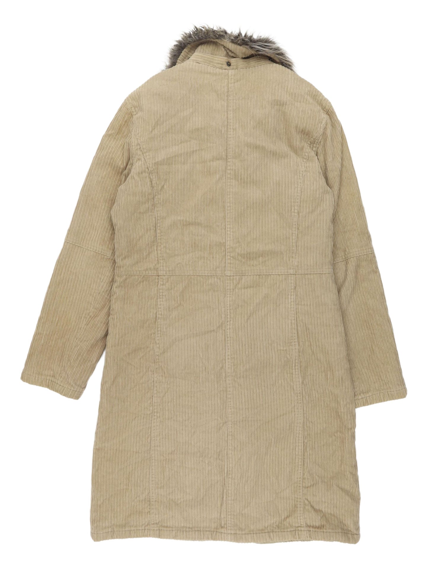 Miss Selfridge Beige Fur Trim Coat, Women's Size 10