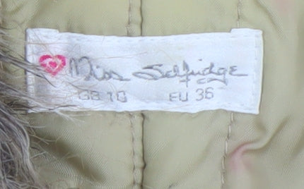 Miss Selfridge Beige Fur Trim Coat, Women's Size 10