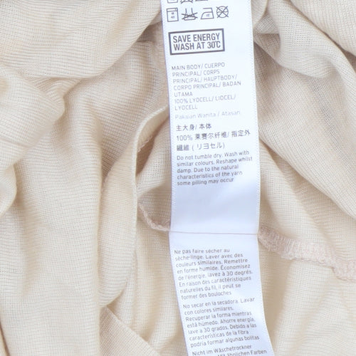 Topshop Beige High Neck Long Sleeve Top - Size 12