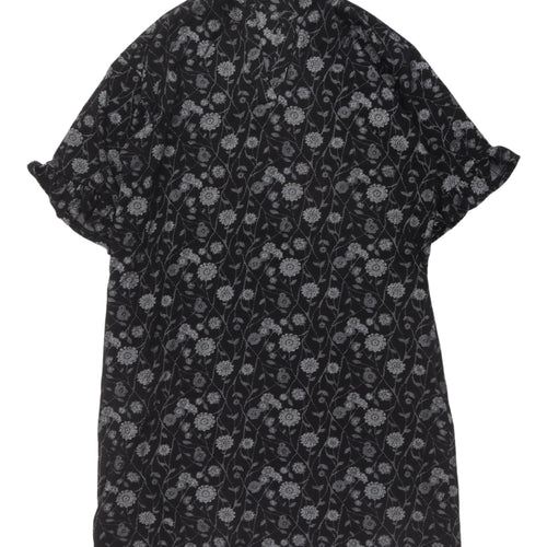 Next Women's Black Floral Shirt Dress Size 18