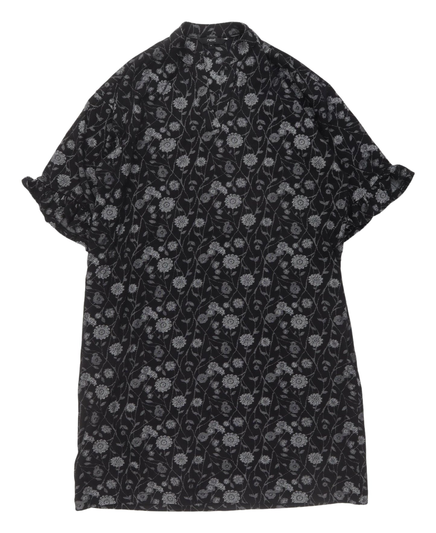 Next Women's Black Floral Shirt Dress Size 18