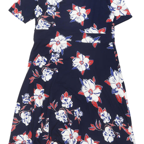 Damart Floral Fit & Flare Dress, Multicoloured, Size 16