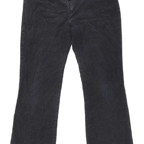 Marks and Spencer Grey Straight Corduroy Trousers - Size 14