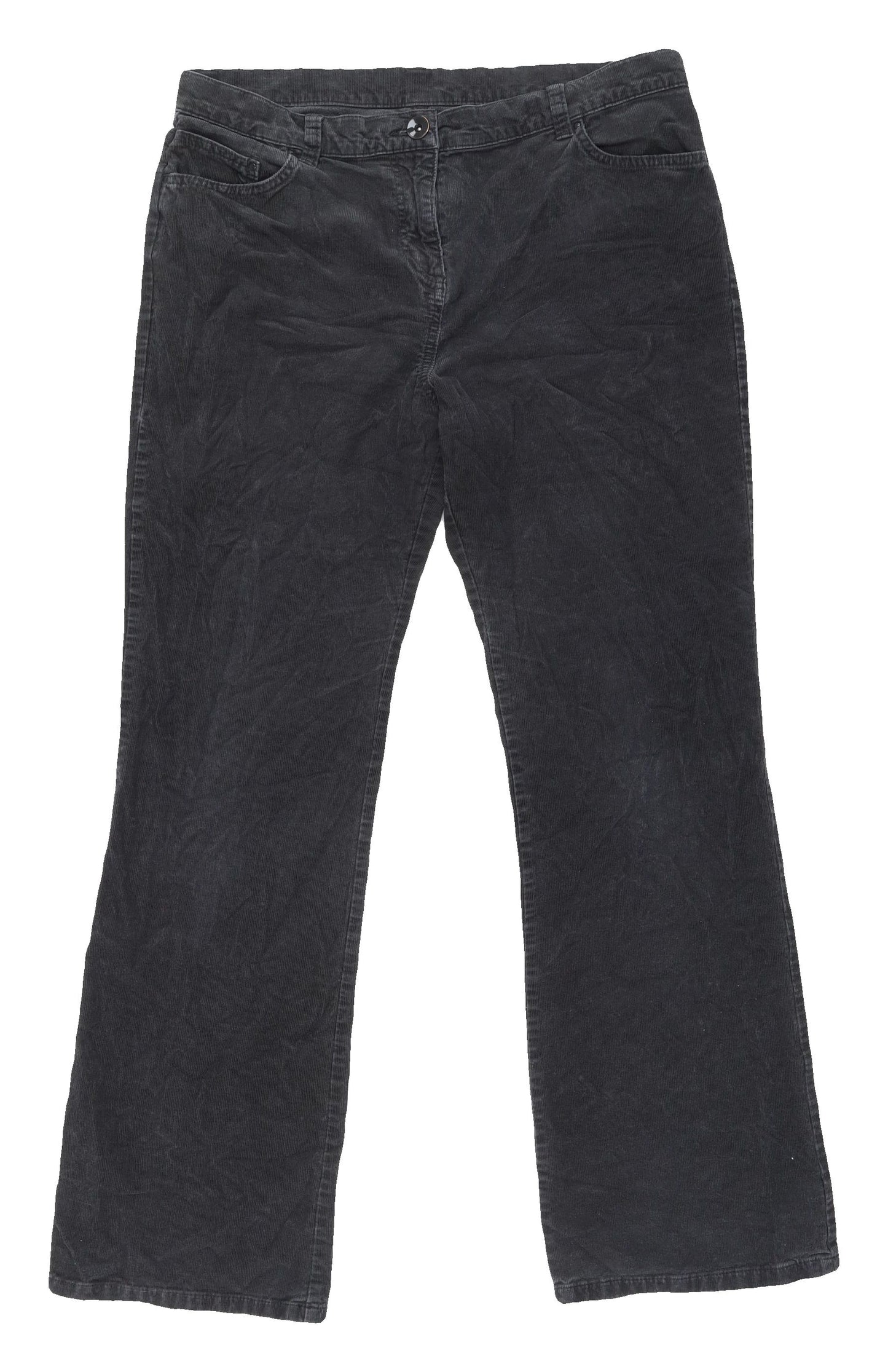 Marks and Spencer Grey Straight Corduroy Trousers - Size 14