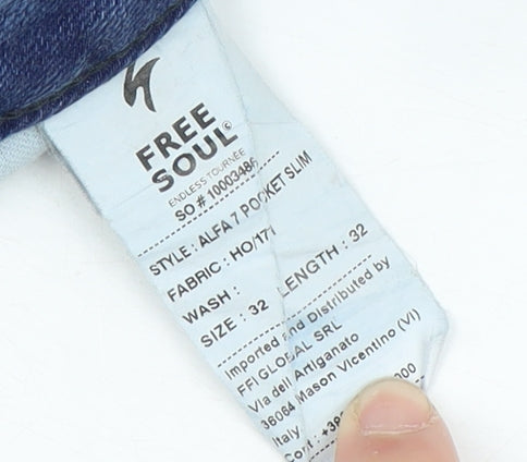 Free Soul Men's Slim Fit Blue Denim Jeans Size 32