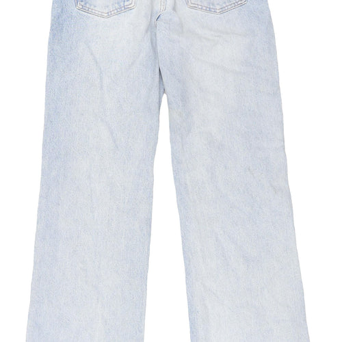 Zara Women's Blue Wide-Leg Jeans, Size 6, Distressed