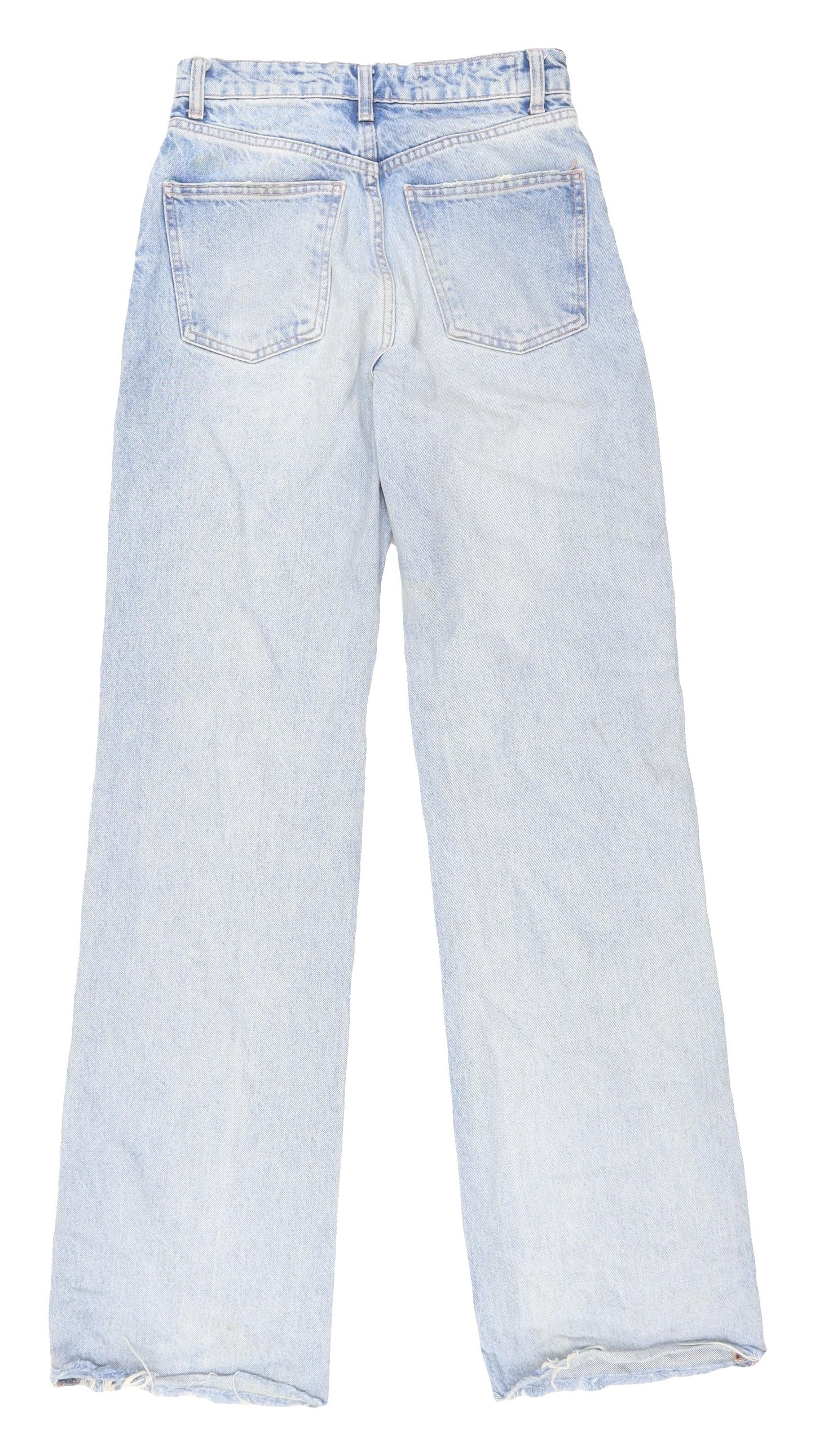 Zara Women's Blue Wide-Leg Jeans, Size 6, Distressed