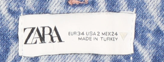 Zara Women's Blue Wide-Leg Jeans, Size 6, Distressed