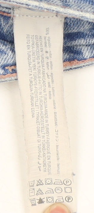 Zara Women's Blue Wide-Leg Jeans, Size 6, Distressed