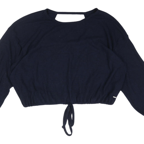 Hollister Women's Blue XL Cropped Blouse with Balloon Sleeves