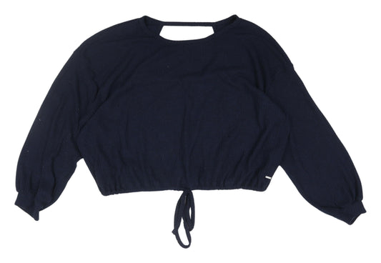 Hollister Women's Blue XL Cropped Blouse with Balloon Sleeves