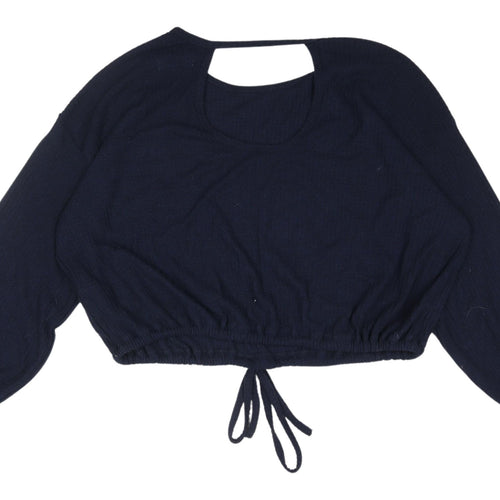 Hollister Women's Blue XL Cropped Blouse with Balloon Sleeves