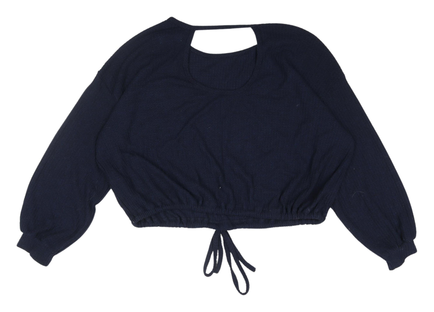 Hollister Women's Blue XL Cropped Blouse with Balloon Sleeves