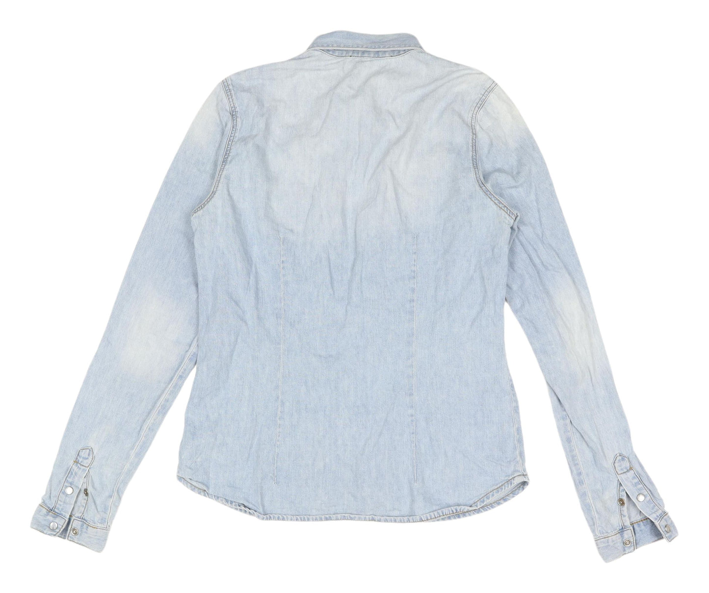 Topshop Women's Blue Denim Button-Up Shirt Size 12